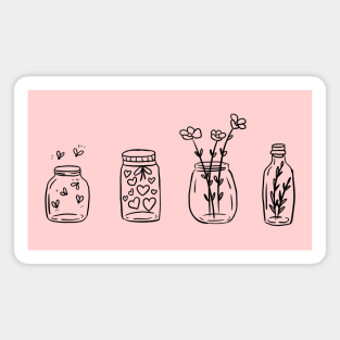 Cute Mason jars lineart illustration Magnet